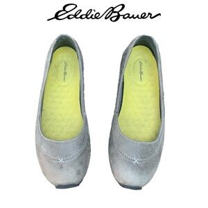 Eddie Bauer Gray Lime Green Flats Walking Shoes Ladies size 7US